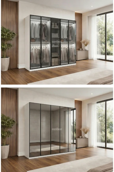 CANBAZ FURNİTURE Esla modüllü 5 cam kapaklı %100 MDF (KURULUM DAHİL) ürün görseli 1