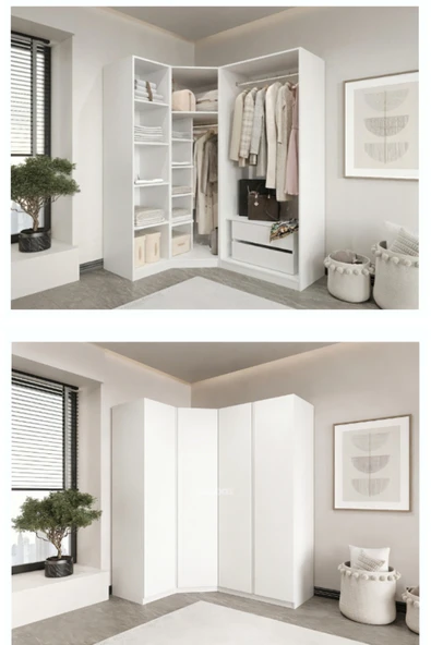 CANBAZ FURNİTURE Mira modüllü köşe 4 MDF kapaklı %100 MDF (KURULUM DAHİL) ürün görseli 1