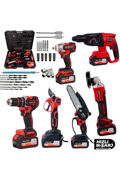 nuspower 6’lı Profesyonel Set – Hilti, 13 mm Vidalama, Testere, Makas, Spiral ve 450 Nm Torklu ürün görseli 1