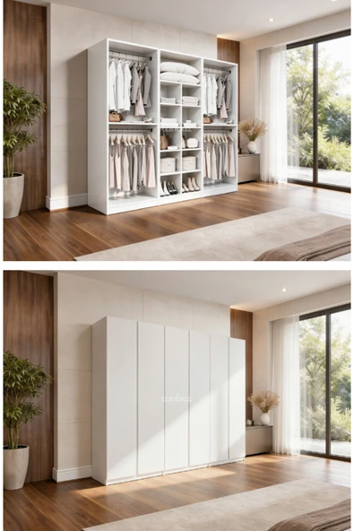 CANBAZ FURNİTURE Mira modüllü 6 MDF kapaklı%100 MDF (KURULUM DAHİL) ürün görseli 1