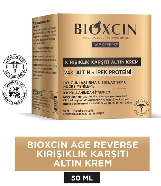 Bioxcin Age Reverse Kırışıklık Karşıtı Altın Krem 24K Altın İpek Proteini 50 ml ürün görseli 1