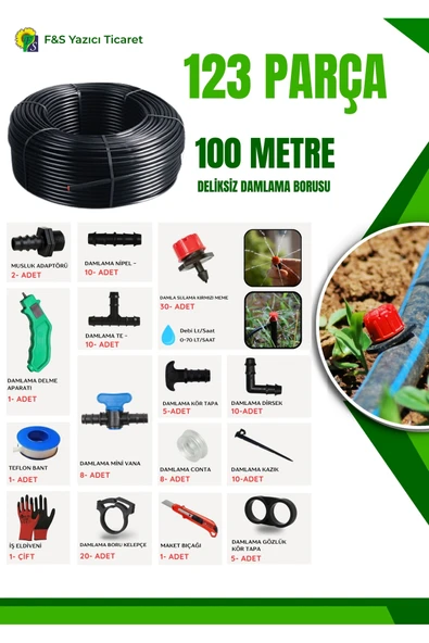 Sertsan 100 Metre Damlama sulama seti - 113 parça ürün görseli 1