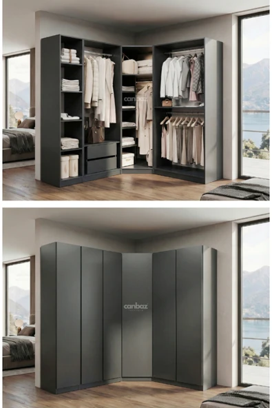 CANBAZ FURNİTURE Mira modüllü köşe 6 MDF kapaklı%100 MDF (KURULUM DAHİL) ürün görseli 1