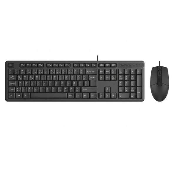 A4 TECH KR-3330S Q Türkçe USB Multimedya Siyah Sessiz Mouse Klavye+ Mouse ürün görseli 1