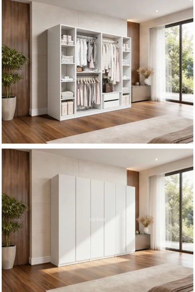 CANBAZ FURNİTURE Mira modüllü 6 MDF kapaklı %100 MDF(KURULUM DAHİL) ürün görseli 1