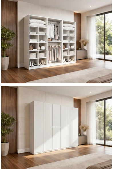 CANBAZ FURNİTURE Mira modüllü 6 MDF kapaklı %100 MDF (KURULUM DAHİL) ürün görseli 1