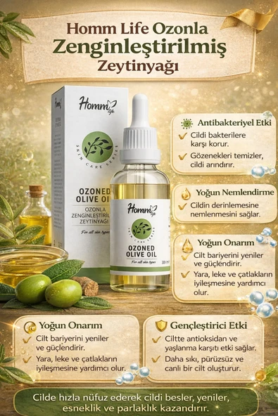 HOM HOMM LIFE OZONLA ZENGİNLEŞTİRİLMİŞ ZEYTİNYAĞI 30 ML ürün görseli 1