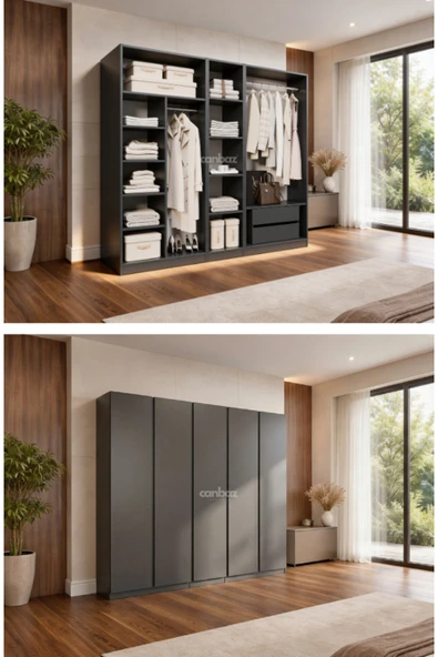 CANBAZ FURNİTURE Mira modüllü 5 MDF kapaklı %100 MDF (KURULUM DAHİL) ürün görseli 1