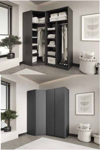 CANBAZ FURNİTURE Mira modüllü köşe 3 MDF KAPAKLI %100 MDF(KURULUM DAHİL) ürün görseli 1