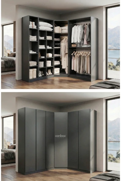 CANBAZ FURNİTURE Mira modüllü köşe 6 MDF kapaklı %100 MDF (KURULUM DAHİL) ürün görseli 1