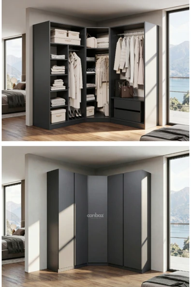 CANBAZ FURNİTURE Mira modüllü köşe 5 MDF kapaklı %100 MDF (KURULUM DAHİL) ürün görseli 1