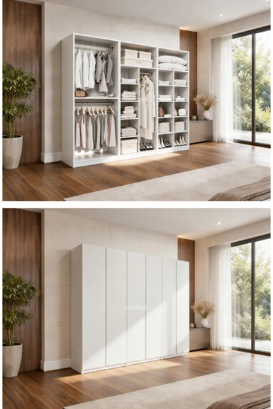 CANBAZ FURNİTURE Mira modüllü 6 MDF kapaklı%100 MDF (KURULUM DAHİL) ürün görseli 1