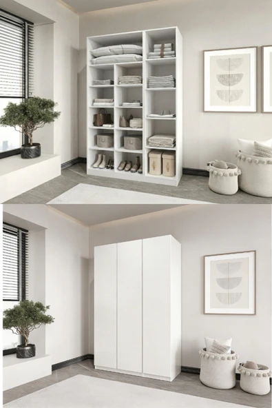 CANBAZ FURNİTURE Mira modüllü 3 MDF kapaklı %100 MDF (KURULUM DAHİL) ürün görseli 1