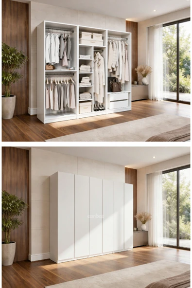 CANBAZ FURNİTURE Mira modüllü 6 MDF kapaklı %100 MDF (KURULUM DAHİL) ürün görseli 1