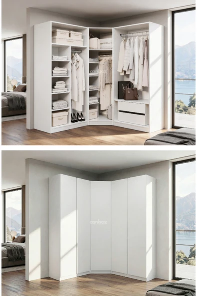 CANBAZ FURNİTURE Mira modüllü köşe 5 MDF kapaklı %100 MDF (KURULUM DAHİL) ürün görseli 1