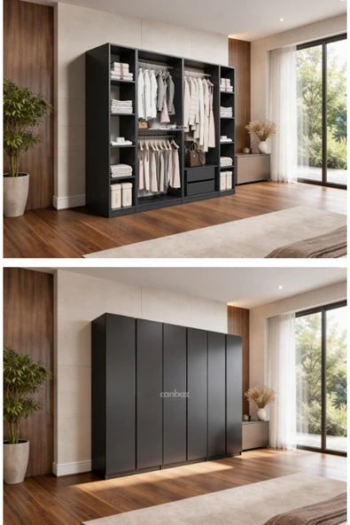 CANBAZ FURNİTURE Mira modüllü 6 MDF kapaklı %100 MDF(KURULUM DAHİL) ürün görseli 1