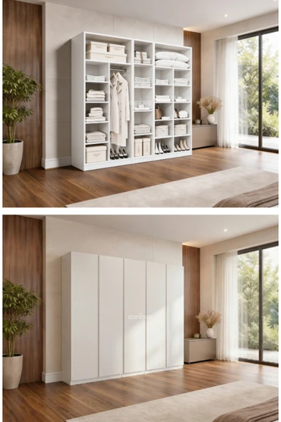 CANBAZ FURNİTURE Mira modüllü 5 MDF kapaklı %100 MDF (KURULUM DAHİL) ürün görseli 1