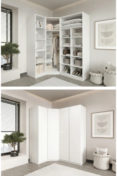 CANBAZ FURNİTURE Mira modüllü köşe 4 MDF kapaklı %100 MDF (KURULUM DAHİL) ürün görseli 1
