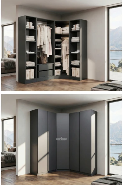 CANBAZ FURNİTURE Mira modüllü köşe 5 MDF kapaklı &100 MDF (KURULUM DAHİL) ürün görseli 1