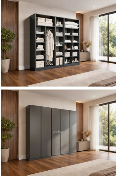 CANBAZ FURNİTURE Mira modüllü 5 MDF kapaklı %100 MDF (KURULUM DAHİL) ürün görseli 1