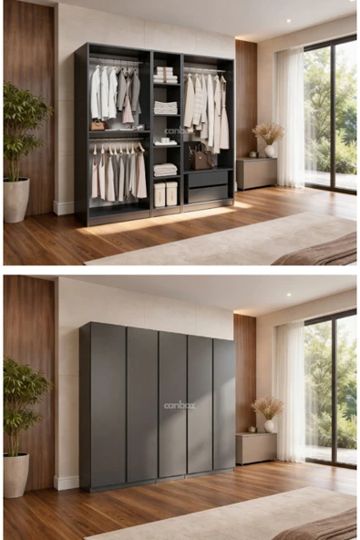 CANBAZ FURNİTURE Mira modüllü 5 MDF kapaklı % 100 MDF (KURULUM DAHİL) ürün görseli 1