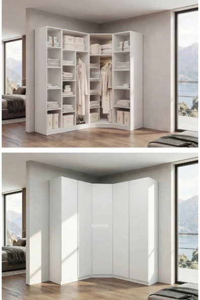 CANBAZ FURNİTURE Mira modüllü köşe 5 MDF kapaklı % 100 MDF (KURULUM DAHİL) ürün görseli 1