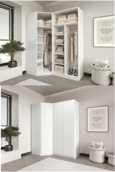 CANBAZ FURNİTURE Mira modüllü köşe 3 MDF KAPAKLI %100 MDF(KURULUM DAHİL) ürün görseli 1