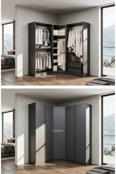 CANBAZ FURNİTURE Mira modüllü köşe 5 MDF kapaklı %100 MDF (KURULUM DAHİL) ürün görseli 1