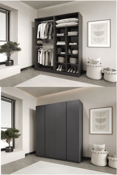 CANBAZ FURNİTURE Mira modüllü 4 MDF kapaklı %100 MDF(KURULUM DAHİL) ürün görseli 1