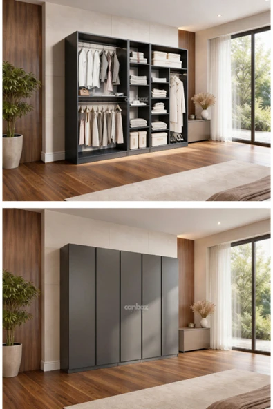 CANBAZ FURNİTURE Mira modüllü 5 MDF kapaklı %100 MDF (KURULUM DAHİL) ürün görseli 1