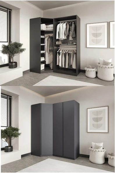 CANBAZ FURNİTURE Mira modüllü köşe 3 MDF KAPAKLI %100 MDF(KURULUM DAHİL) ürün görseli 1