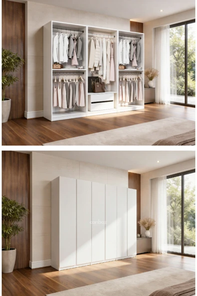 CANBAZ FURNİTURE Mira modüllü 6 MDF kapaklı %100 MDF (KURULUM DAHİL) ürün görseli 1