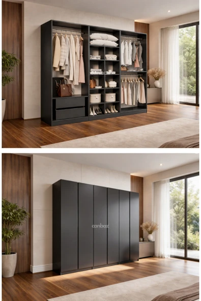CANBAZ FURNİTURE Mira modüllü 6 MDF kapaklı %100 MDF (KURULUM DAHİL) ürün görseli 1