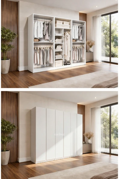 CANBAZ FURNİTURE Mira modüllü 6 MDF kapaklı %100 MDF (KURULUM DAHİL) ürün görseli 1