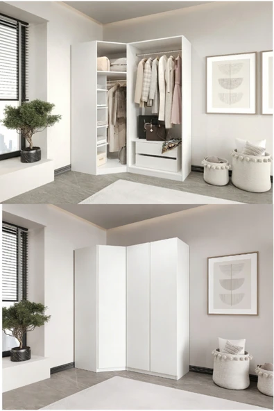 CANBAZ FURNİTURE Mira modüllü köşe 3 MDF KAPAKLI %100 MDF (KURULUM DAHİL) ürün görseli 1
