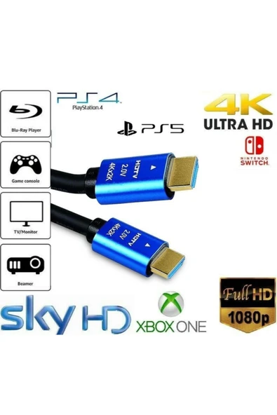 US TECHNOLOGY 4k Hdmı Kablo 2.0-v 2.0 Hdtv 4k Ultra Hd 3d 60hz 2160p 5 Metre Altın Kaplama Uç ürün görseli 1
