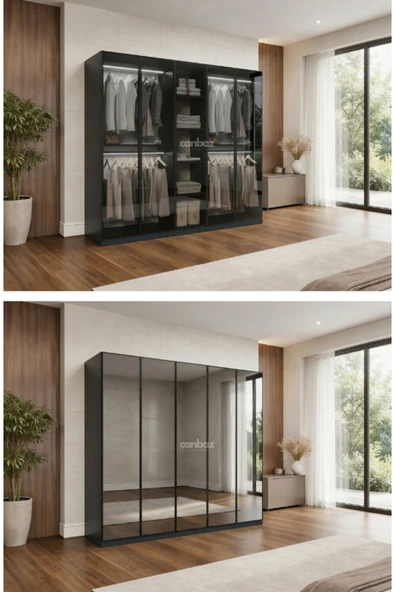 CANBAZ FURNİTURE Esla modüllü 5 cam kapaklı %100 MDF (KURULUM DAHİL) ürün görseli 1