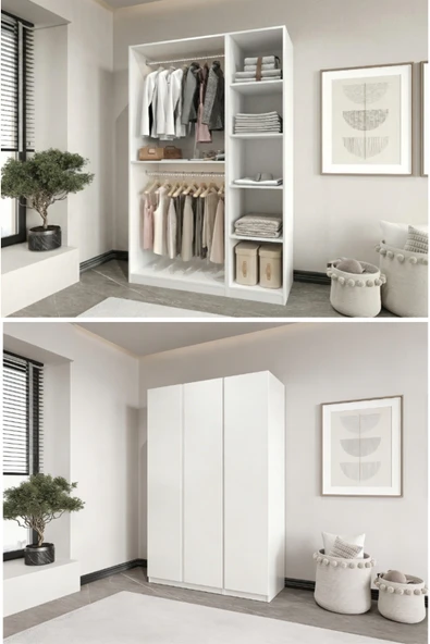 CANBAZ FURNİTURE Mira modüllü 3 MDF kapaklı %100 MDF (KURULUM DAHİL) ürün görseli 1