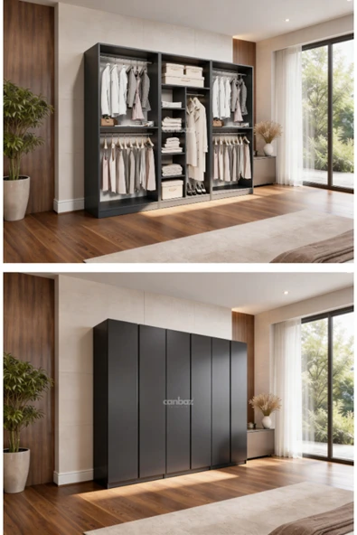 CANBAZ FURNİTURE Mira modüllü 6 MDF kapaklı %100 MDF (KURULUM DAHİL) ürün görseli 1