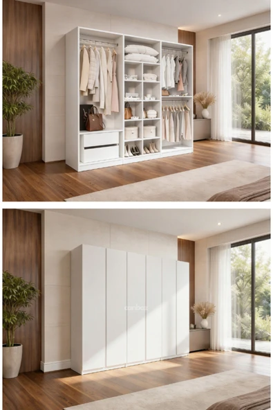 CANBAZ FURNİTURE Mira modüllü 6 MDF kapaklı %100 MDF (KURULUM DAHİL) ürün görseli 1