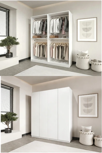 CANBAZ FURNİTURE Mira modüllü 4 MDF kapaklı %100 MDF(KURULUM DAHİL) ürün görseli 1
