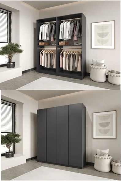 CANBAZ FURNİTURE Mira modüllü 4 MDF kapaklı %100 MDF(KURULUM DAHİL) ürün görseli 1