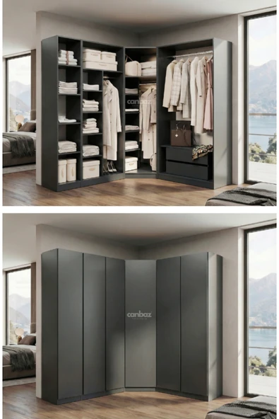 CANBAZ FURNİTURE Mira modüllü köşe 6 MDF kapaklı %100 MDF (KURULUM DAHİL) ürün görseli 1