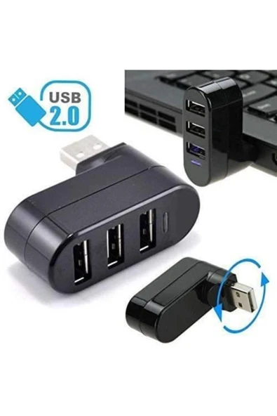 US TECHNOLOGY 3 Port Hub Usb Çogaltıcı Çoklayıcı Usb 2.0 Dişi Çoklama 180 Dirsek Swıtch ürün görseli 1