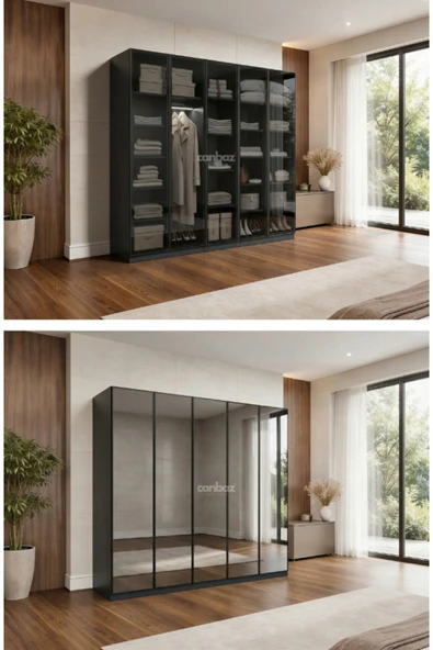 CANBAZ FURNİTURE Esla modüllü 5 cam kapaklı %100 MDF (KURULUM DAHİL) ürün görseli 1