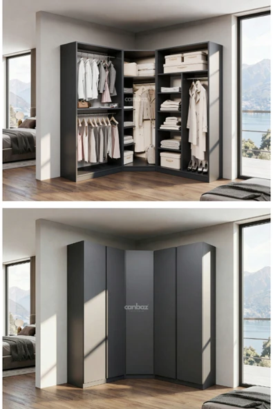 CANBAZ FURNİTURE Mira modüllü köşe 5 MDF kapaklı %100 MDF (KURULUM DAHİL) ürün görseli 1