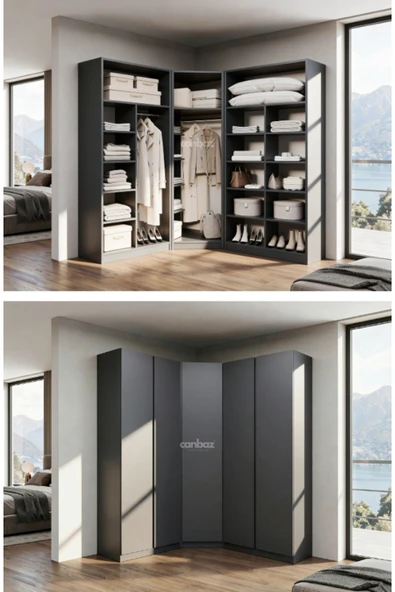 CANBAZ FURNİTURE Mira modüllü köşe 5 MDF kapaklı %100 MDF (KURULUM DAHİL) ürün görseli 1