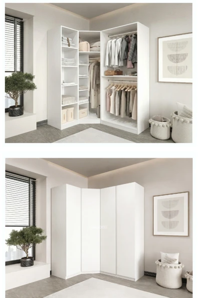 CANBAZ FURNİTURE Mira modüllü köşe 4 MDF kapaklı %100 MDF (KURULUM DAHİL) ürün görseli 1