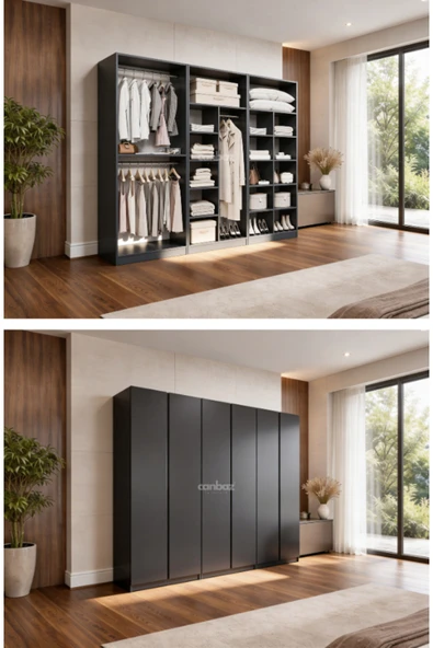 CANBAZ FURNİTURE Mira modüllü 6 MDF kapaklı%100 MDF (KURULUM DAHİL) ürün görseli 1