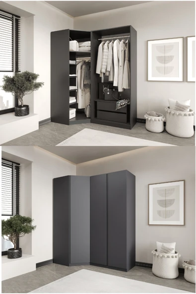 CANBAZ FURNİTURE Mira modüllü köşe 3 MDF KAPAKLI %100 MDF (KURULUM DAHİL) ürün görseli 1